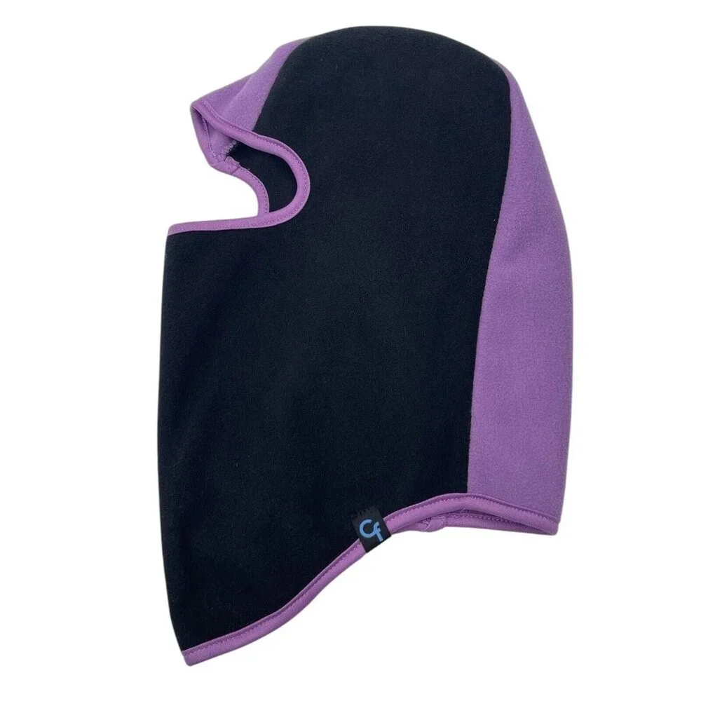Cold Front Face Mask Girls Size 4-6X Purple Black Micro Fleece Winter‎ Hat